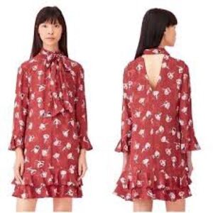 Rebecca Taylor Red Floral Long Sleeve Dress
